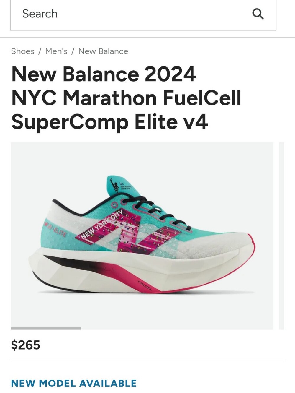 New Balance 2024 NYC Marathon FuelCell SuperComp Elite v4  Size 9.5D